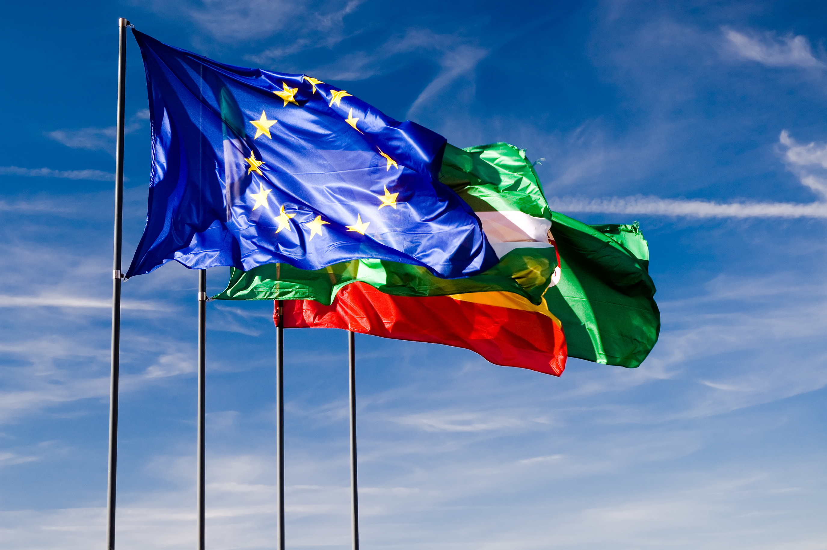 European flag against blue sky