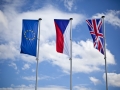 european union, czech and english flag